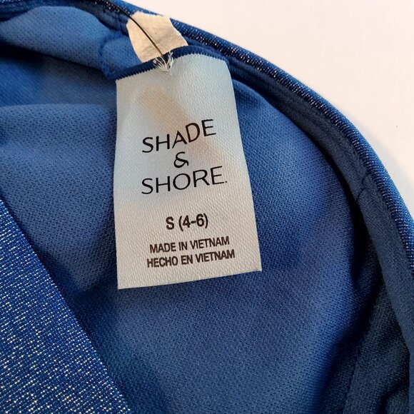 Shade & Shore Blue Glitter Halter One-Piece Swimsuit Size S (4-6) Nylon/Spandex - Picture 5 of 10